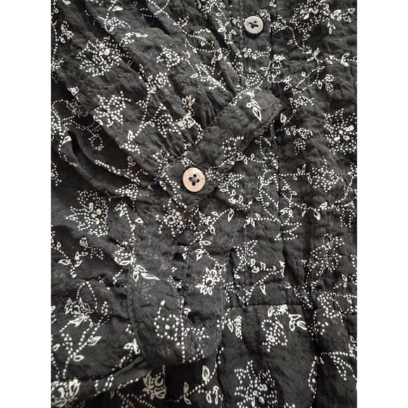 Madewell Ruffle-Neck Button-Front Mini Dress in Dotted Vines, Size S - Picture 7 of 9